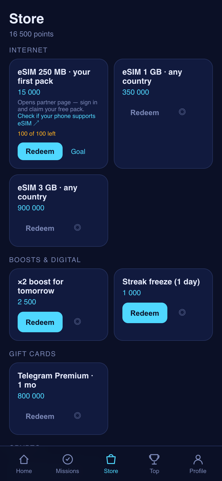 Wattnap rewards store